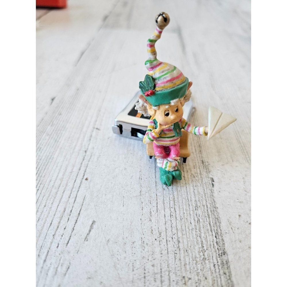 Enesco fidget AS IS paper airplane elf as is school student vintage Xmas